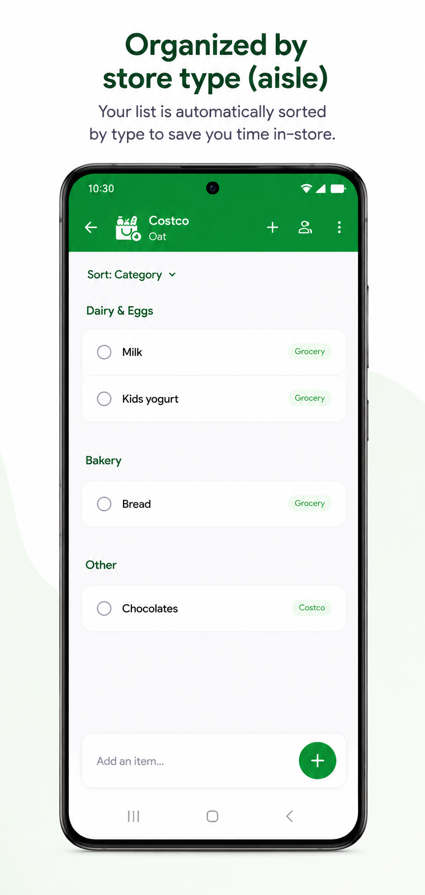 ShopMate quick-add